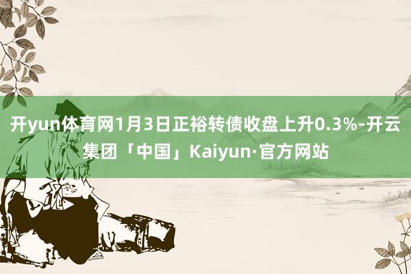 开yun体育网1月3日正裕转债收盘上升0.3%-开云集团「中国」Kaiyun·官方网站